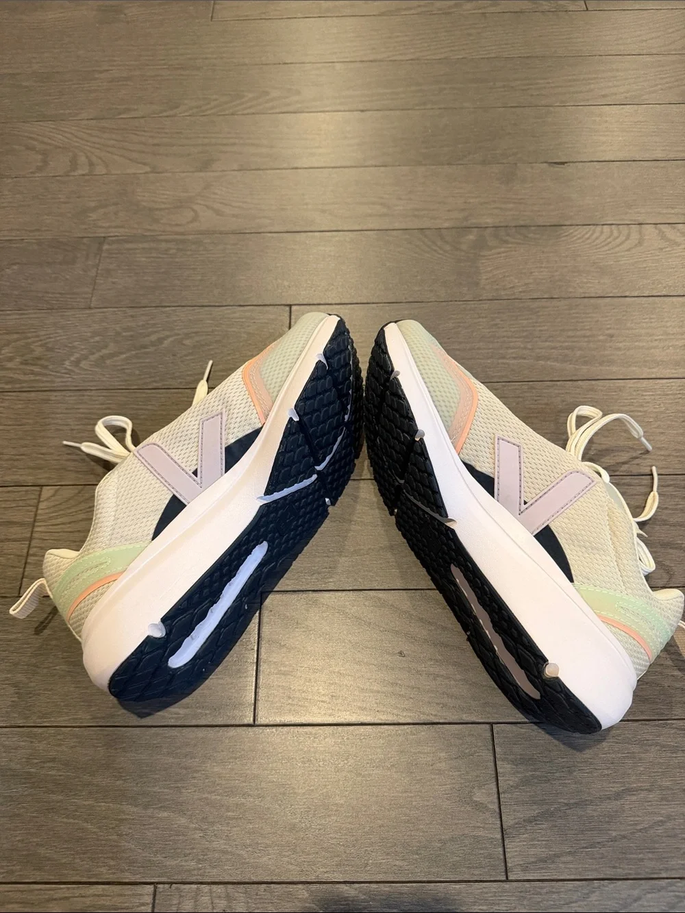 Veja Women’s Cream Sneakers with Pastel Pink, Mint & Peach Accents